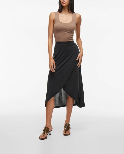 Imagen 0 de Falda midi con cintura cruzada