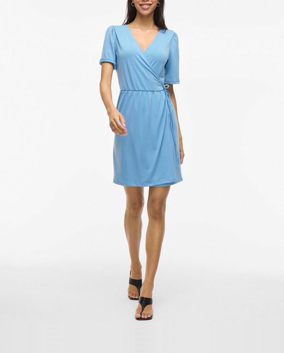 Imagen 0 de Vestido corto de escote pico cruzado