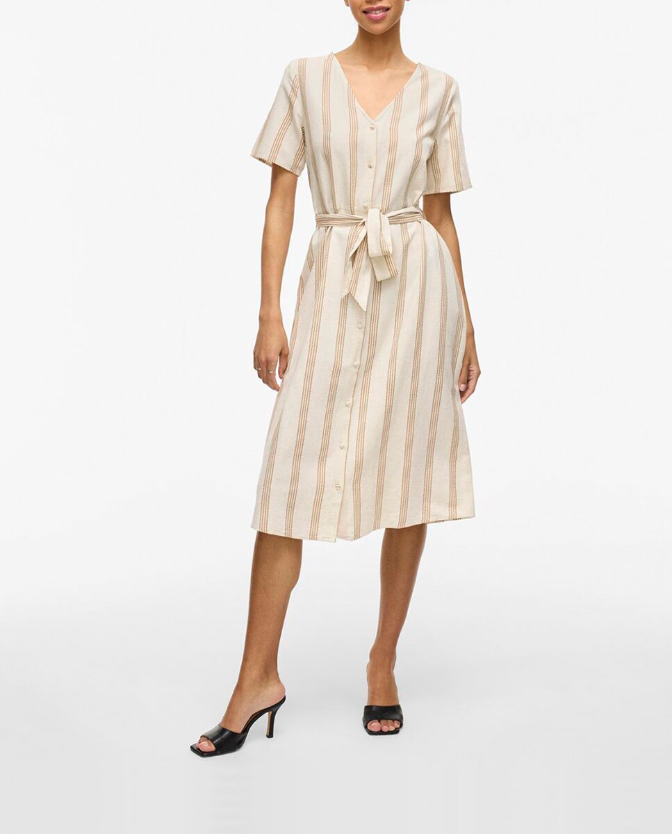 Imagen 0 de Vestido midi estampado lino