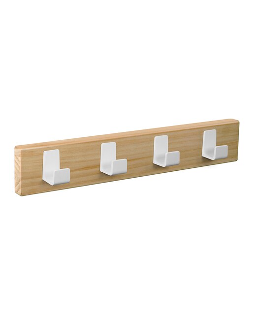 Percha Madera y Zamak 4 Colgadores 9106PNBL