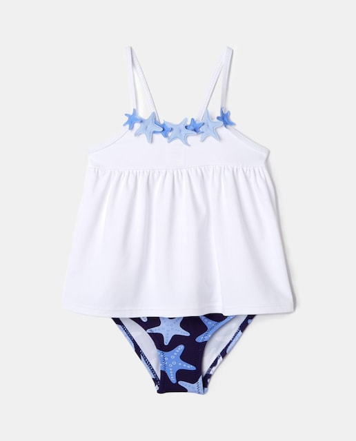 Imagen 0 de Conjunto de baño de bebé niña con dibujo de estrellas mar