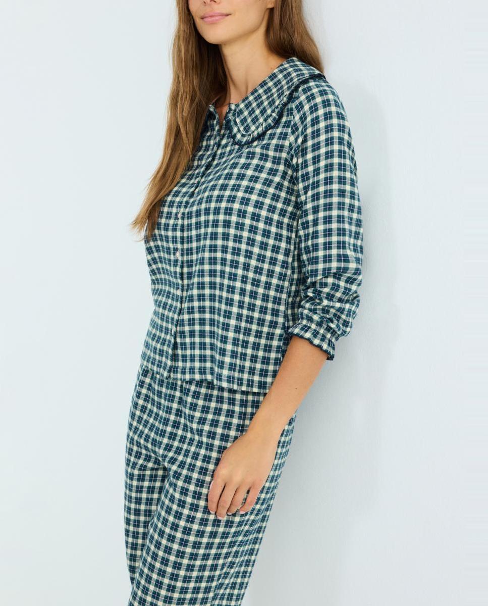 Imagen 0 de Pijama mujer franela cuadros cuello redondo