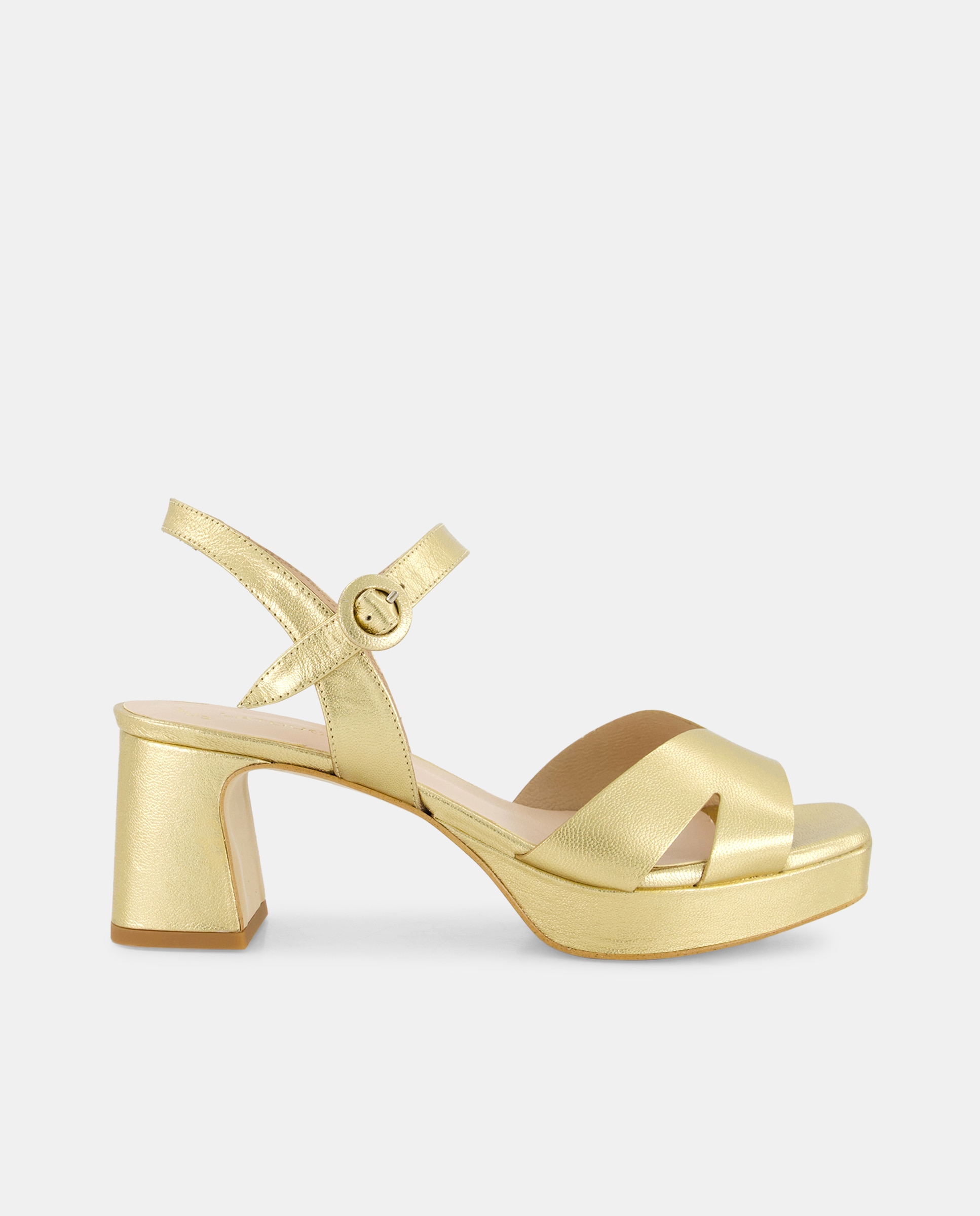 Imagen 0 de Sandalias de mujer en piel con plataforma y tacón bloque - Línea Comfort