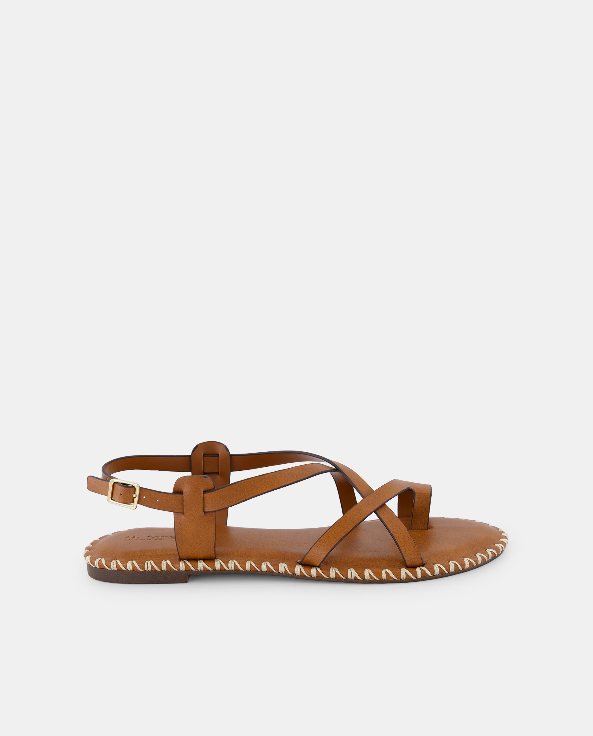 Imagen 0 de Sandalias planas de mujer con pespuntes