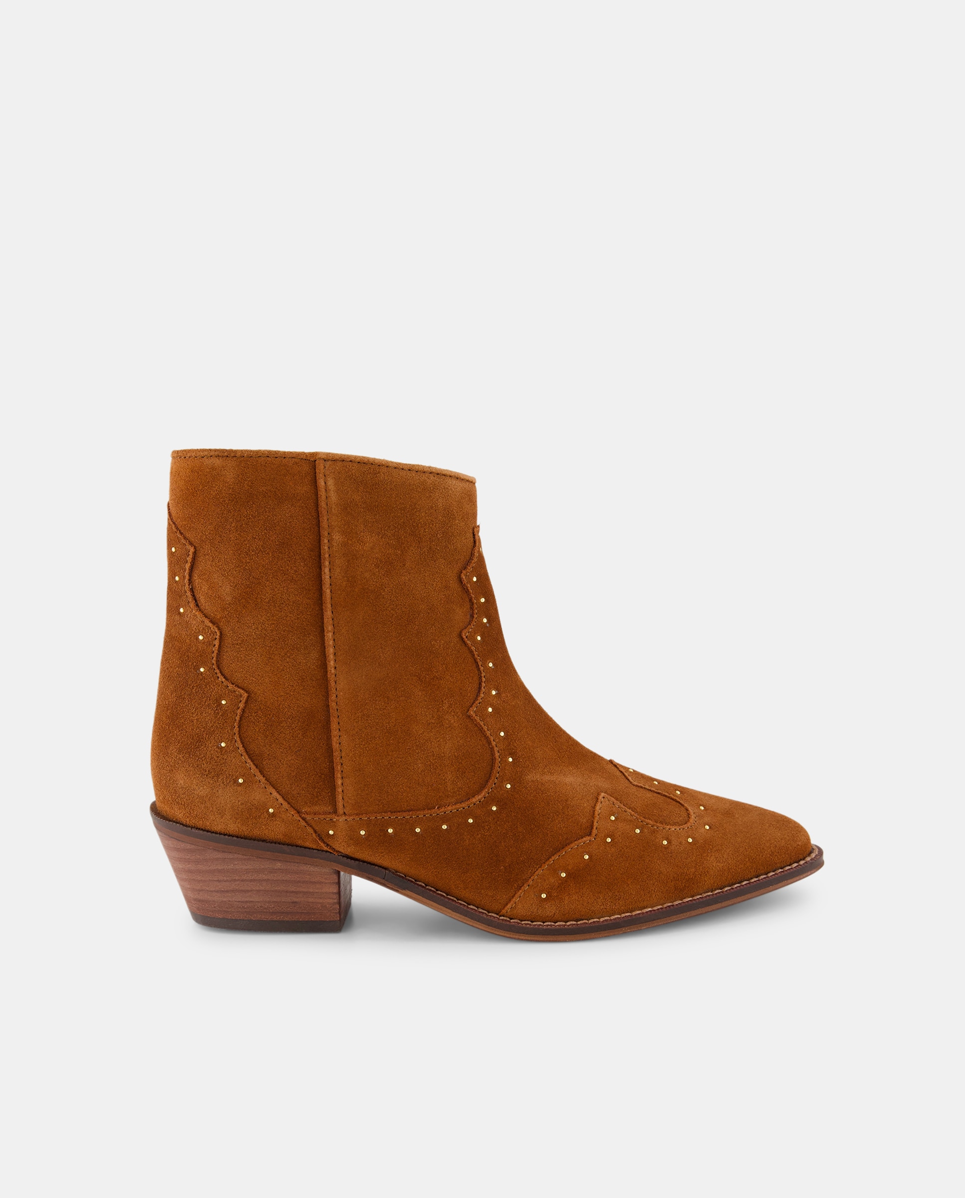 Imagen 0 de Botines de tacón tipo cowboy con tachas