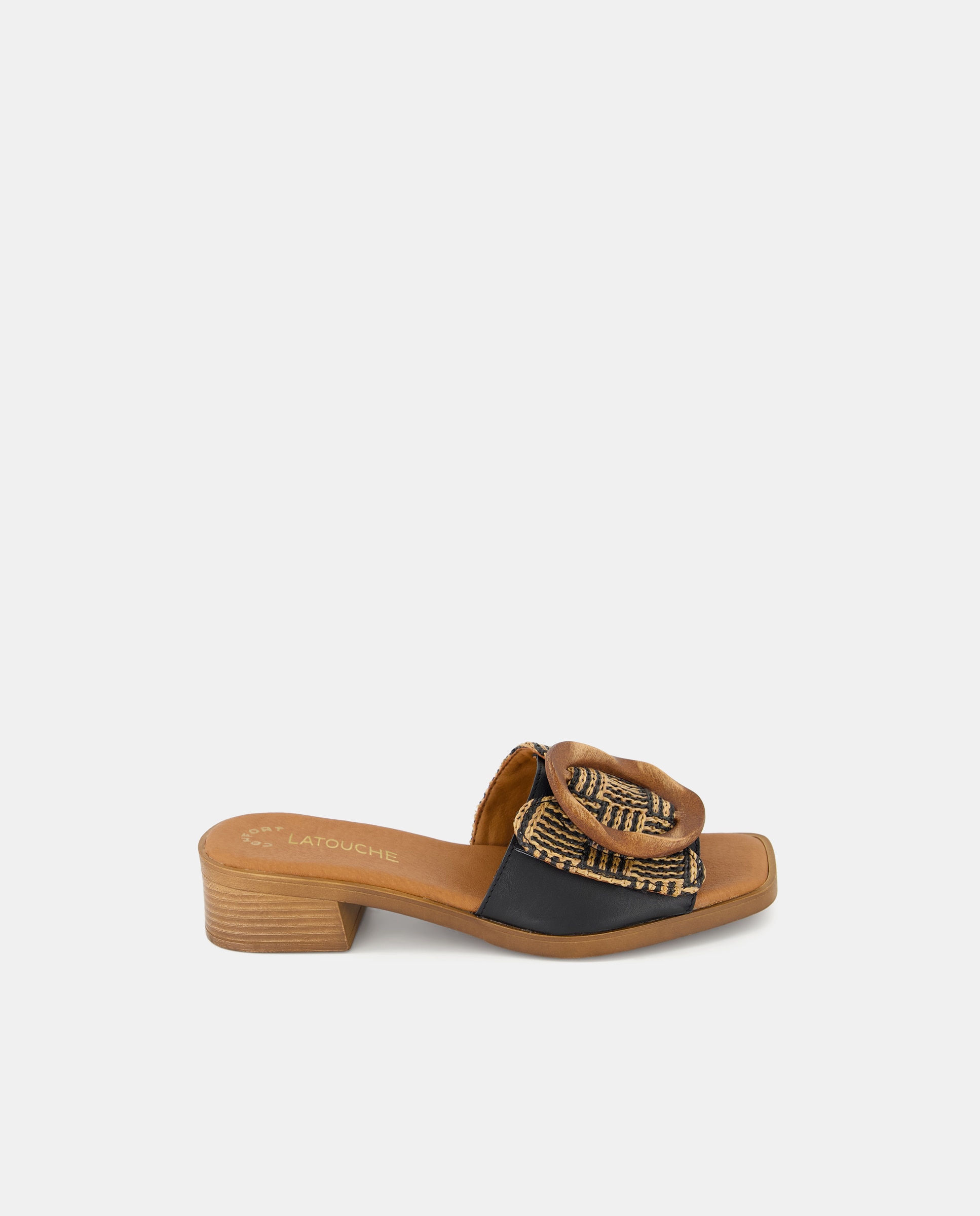 Imagen 0 de Sandalias tacón mujer pala adorno madera