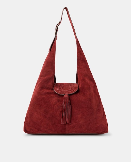 Imagen 0 de Bolso de hombro de piel con pompón