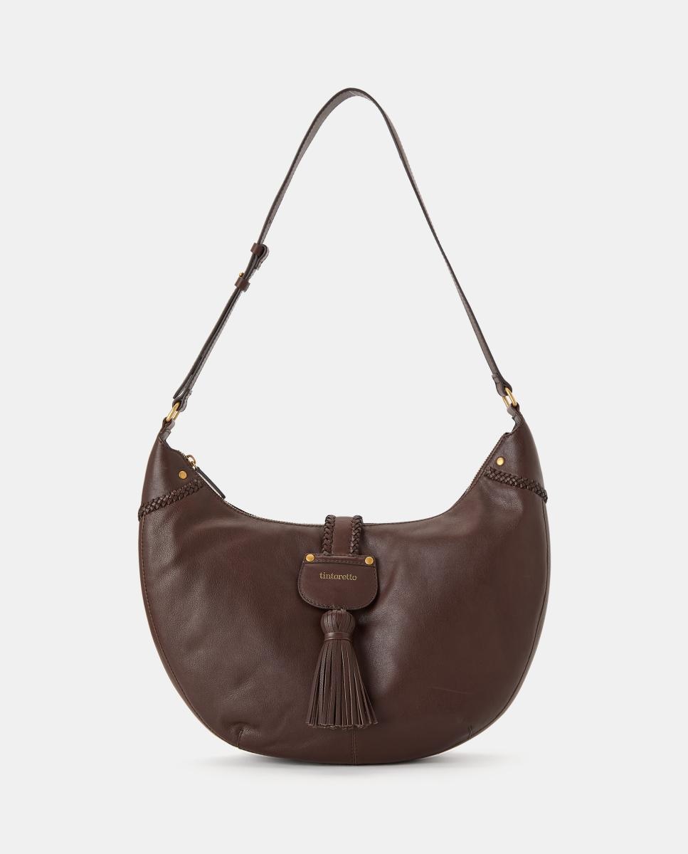 Imagen 0 de Bolso de hombro de piel tipo medialuna