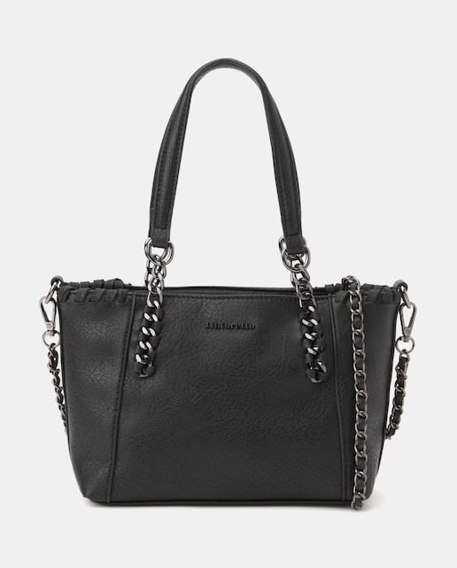Imagen 0 de Bolso cuadrado con efecto piel y adorno de cadenas