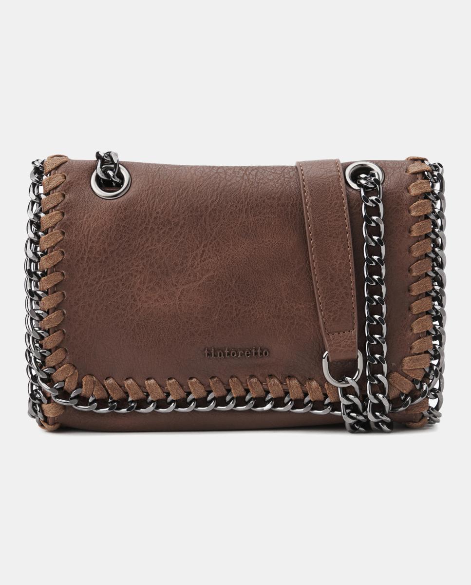 Imagen 0 de Bolso con efecto piel y adorno de cadenas y solapa