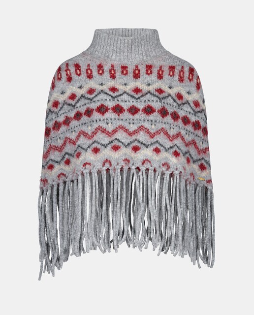 Imagen 0 de Cuello tipo poncho con grecas y flecos