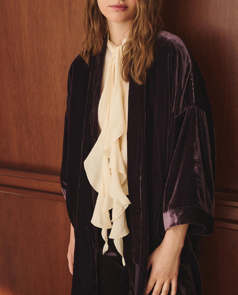 Imagen 0 de Kimono de mujer de terciopelo de solapa