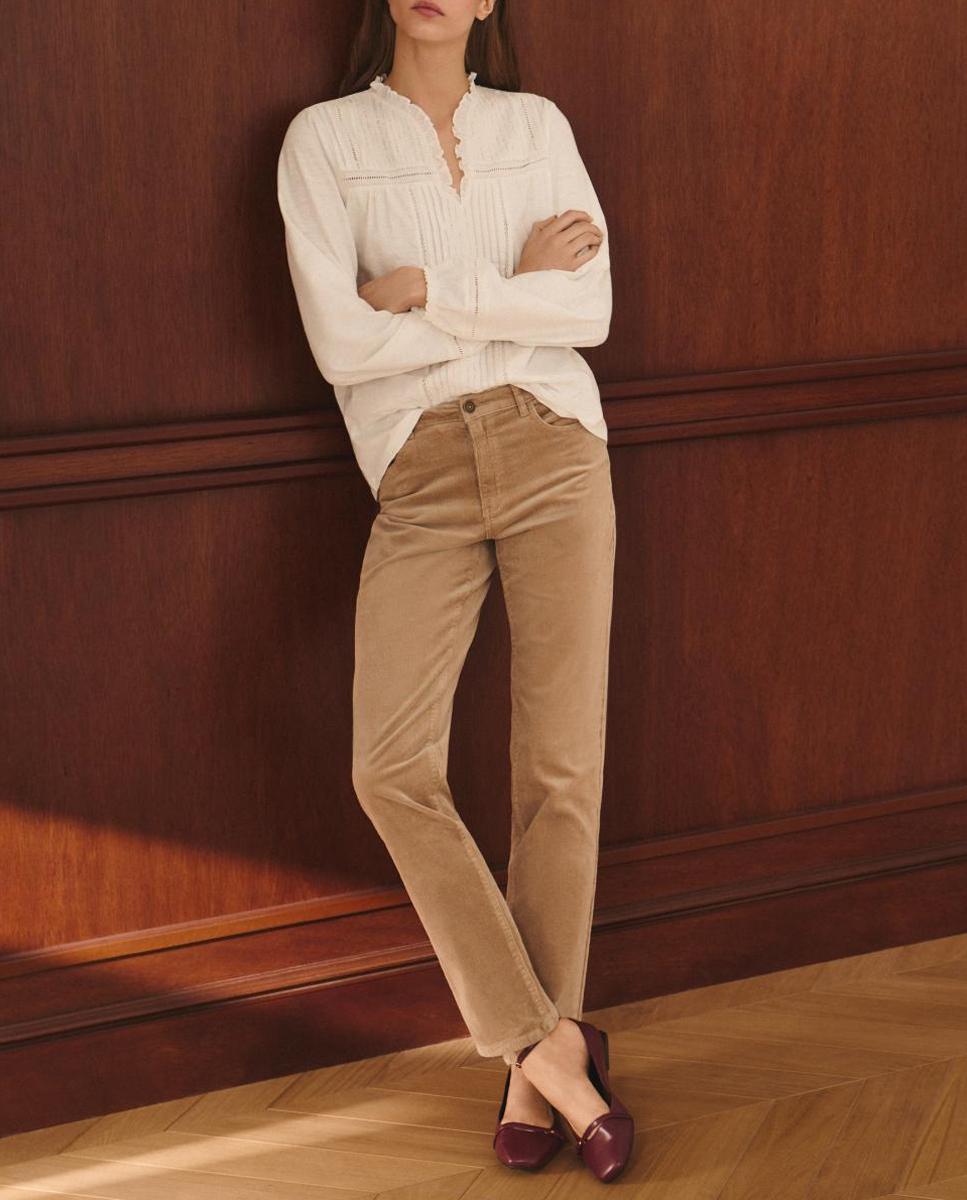 Imagen 0 de Pantalón de algodón liso de mujer