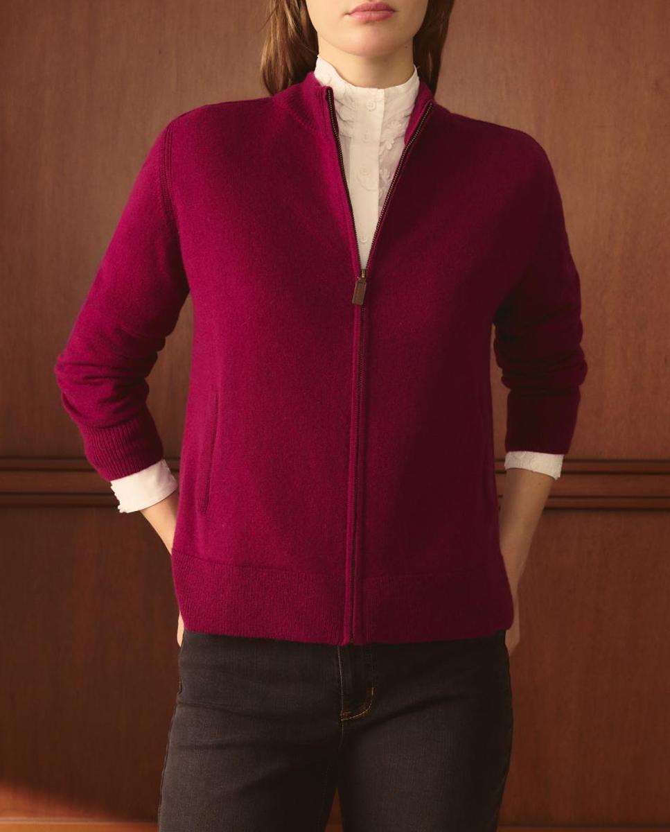 Imagen 0 de Cárdigan con cashmere liso manga larga de mujer