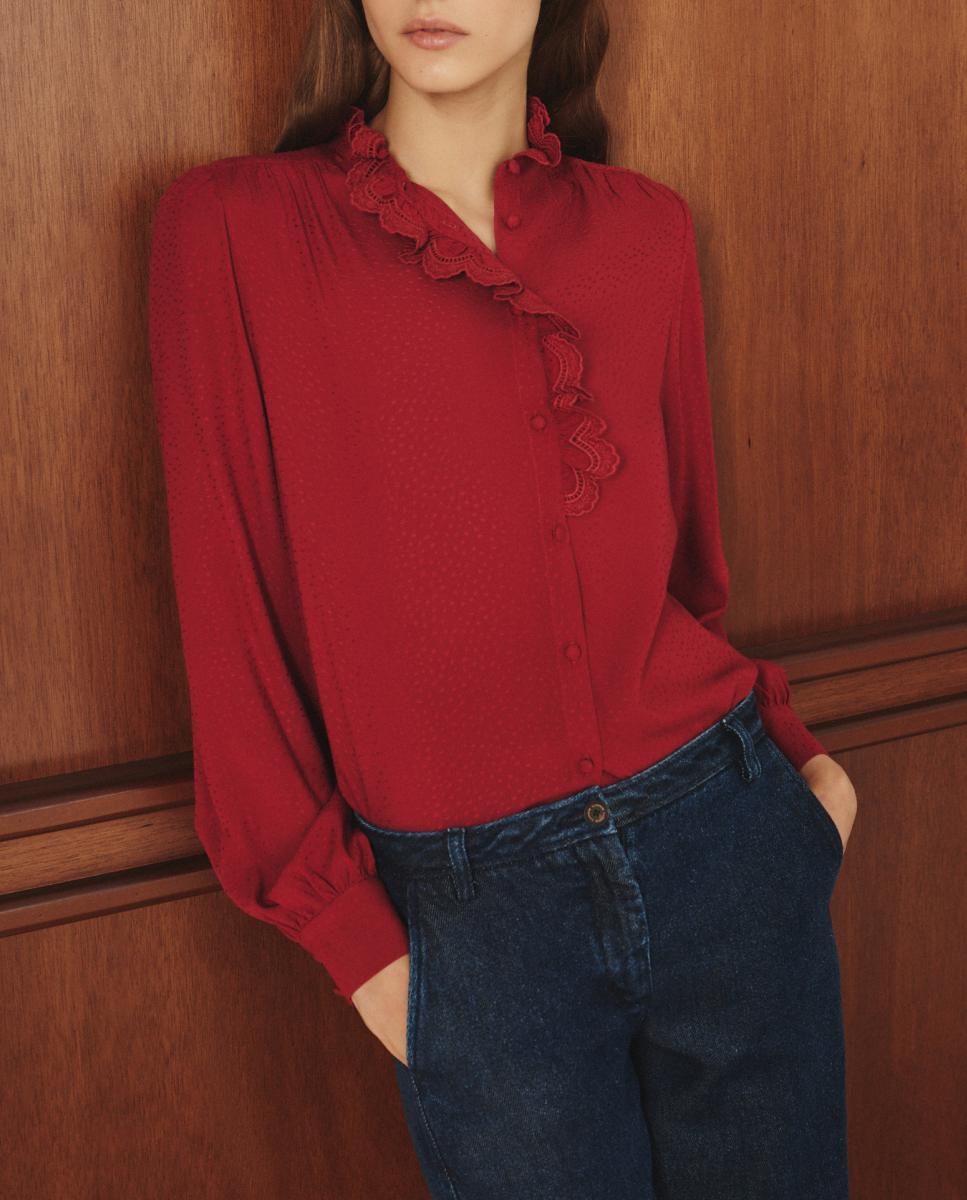 Imagen 0 de Blusa lisa de manga larga de mujer