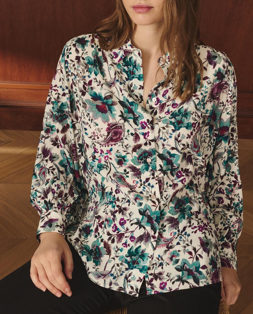 Imagen 0 de Camisa de mujer manga larga flores acuareladas