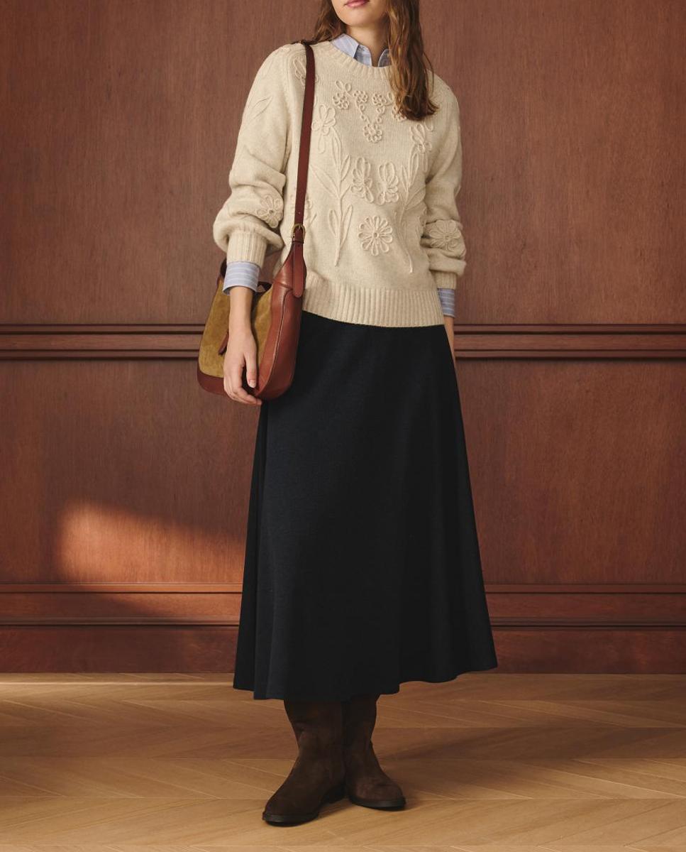 Imagen 0 de Falda midi colección punto fluido de espiga