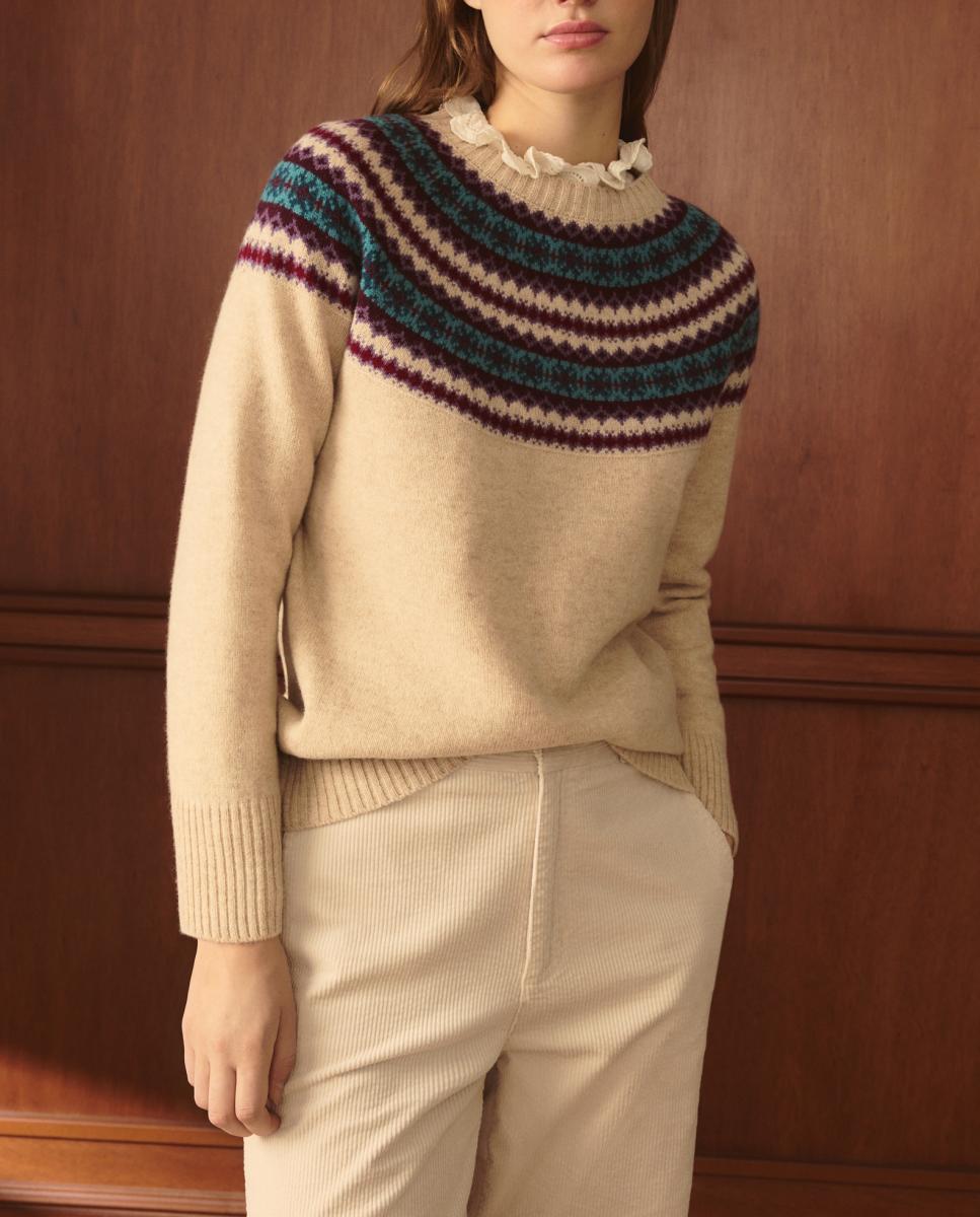 Imagen 0 de Jersey de mujer cuello caja greca jacquard