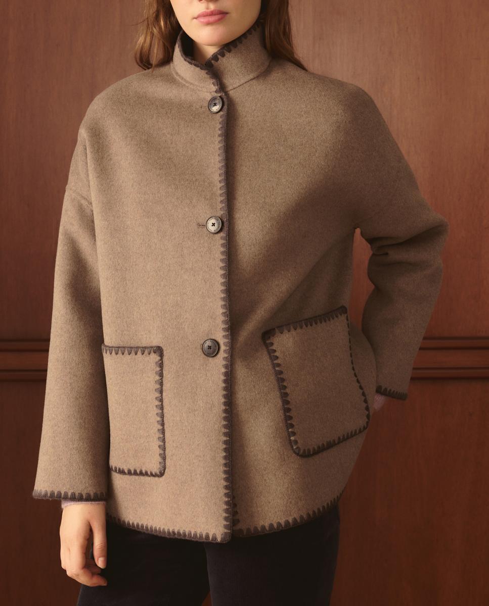Imagen 0 de Chaquetón de lana liso de mujer