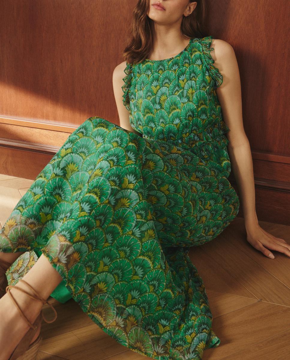 Imagen 0 de Vestido midi de manga corta con estampado de  flor