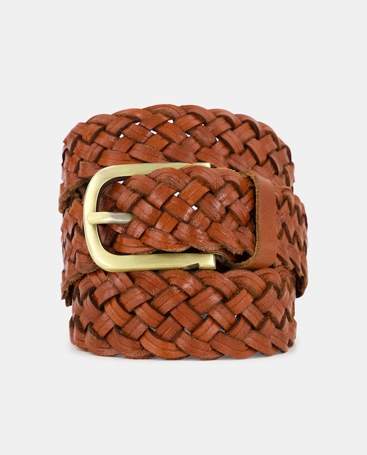 Imagen 0 de Cinturón de piel trenzado marrón