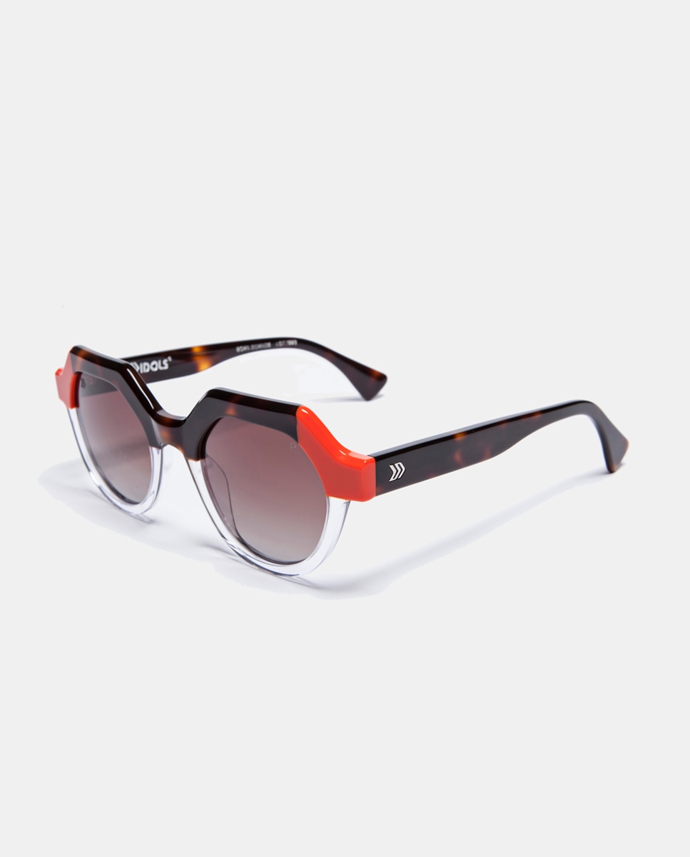 Imagen 0 de Gafas de sol de mujer redondas de aetato tricolor con lentes polarizadas