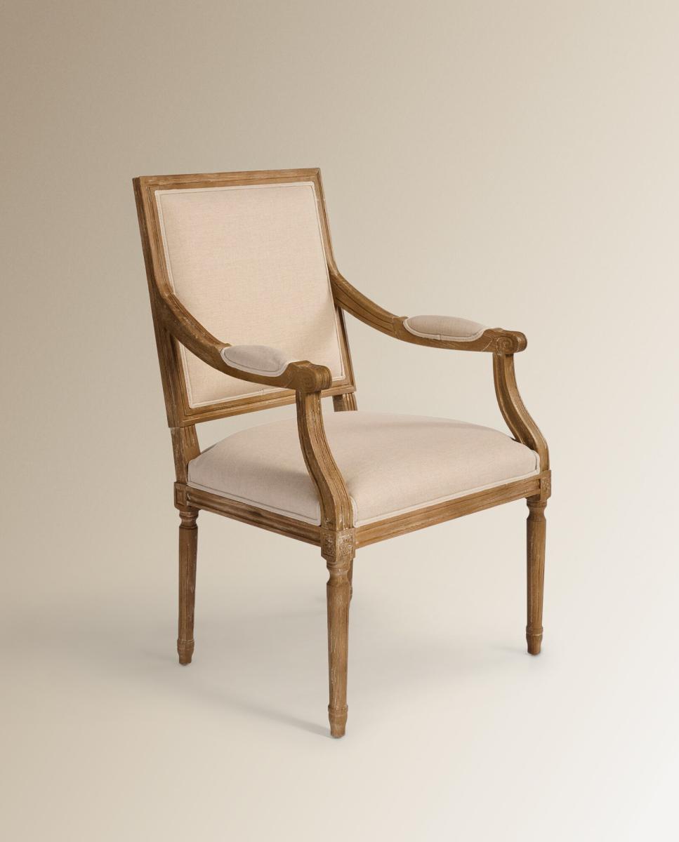 Imagen 0 de Sillón de madera de roble tapizada en lino Fulham (Reacondicionado Grado B)