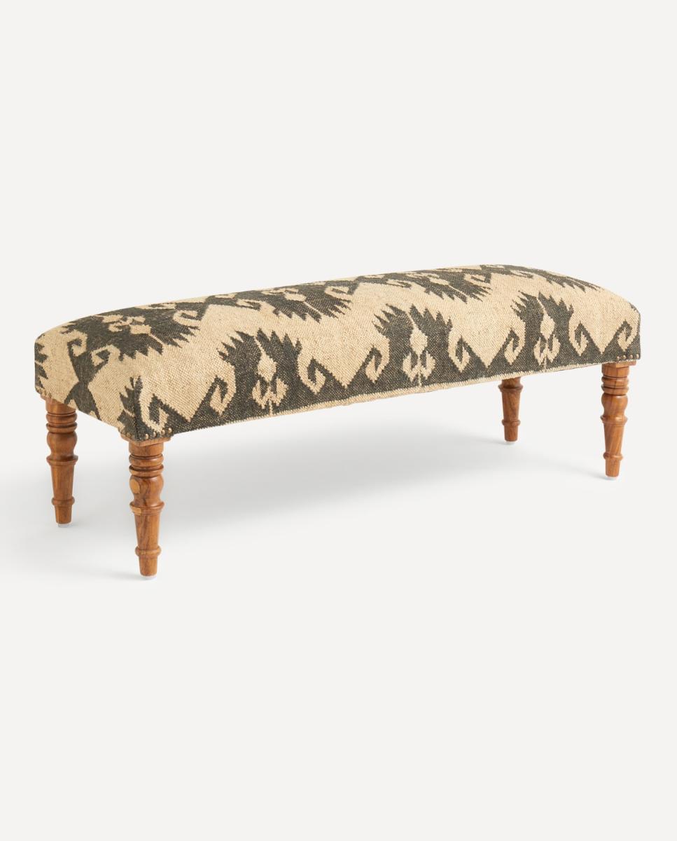 Imagen 0 de Banco de madera de mango tapizado Kilim Delhi El Corte Inglés (Reacondicionado Grado A)