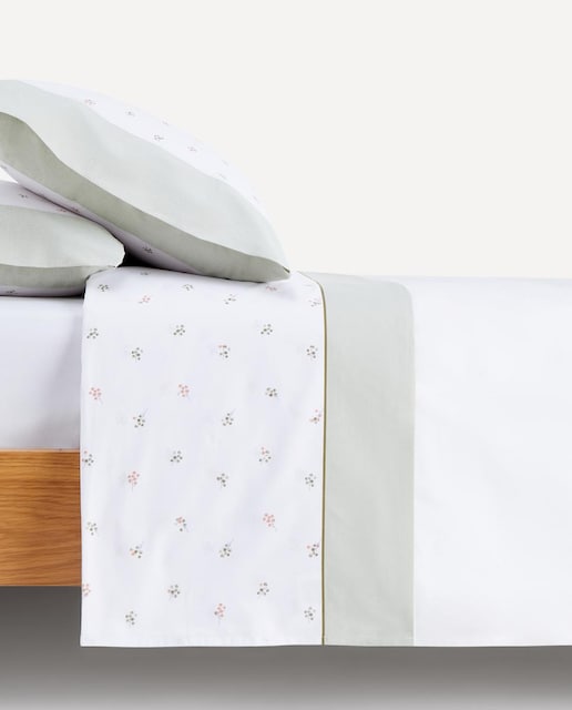 Imagen 0 de Juego de sábanas algodón Drupas Burrito Blanco