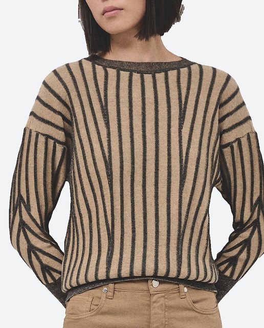 Imagen 0 de Jersey de mujer escote barco punto tricotado listas