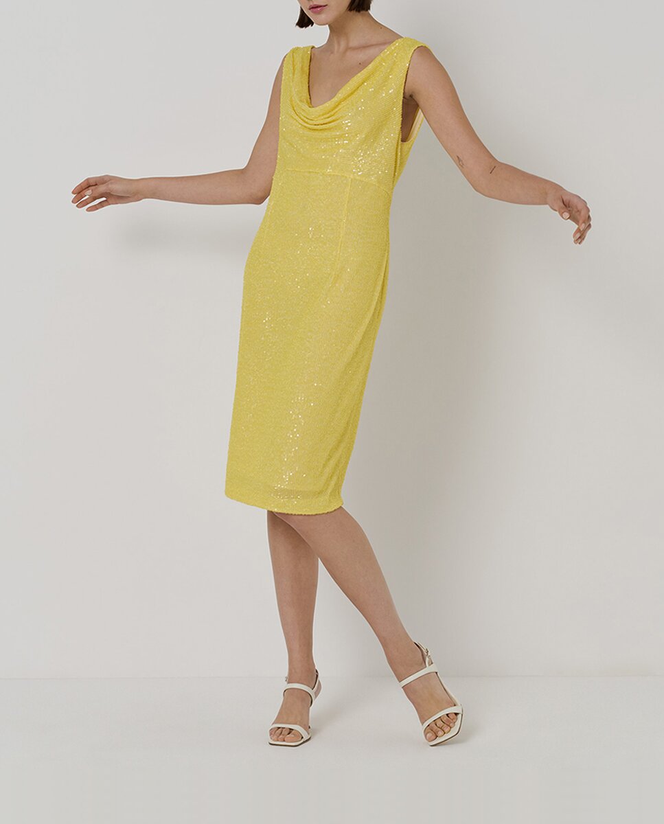 Imagen 0 de Vestido midi lentejuelas con escote drapeado