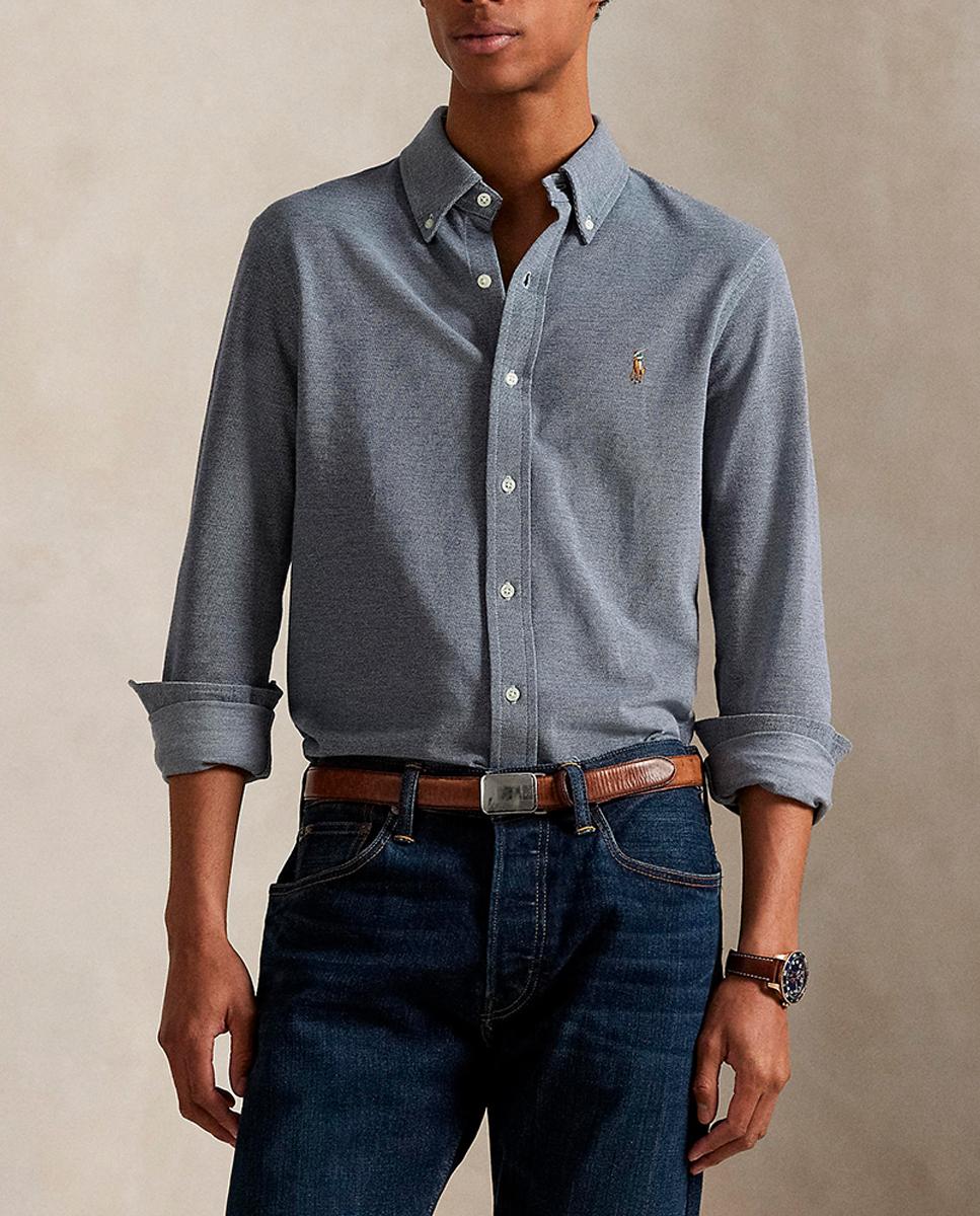 Imagen 0 de Camisa Oxford de hombre en punto de algodón Slim fit