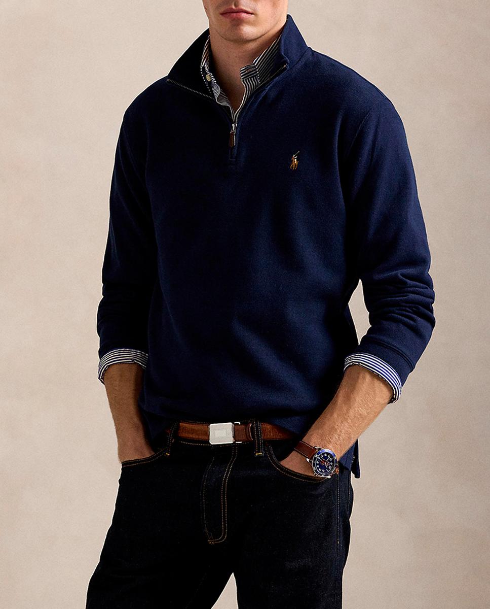 Imagen 0 de Jersey de hombre de algodón con cuello alto con cremallera