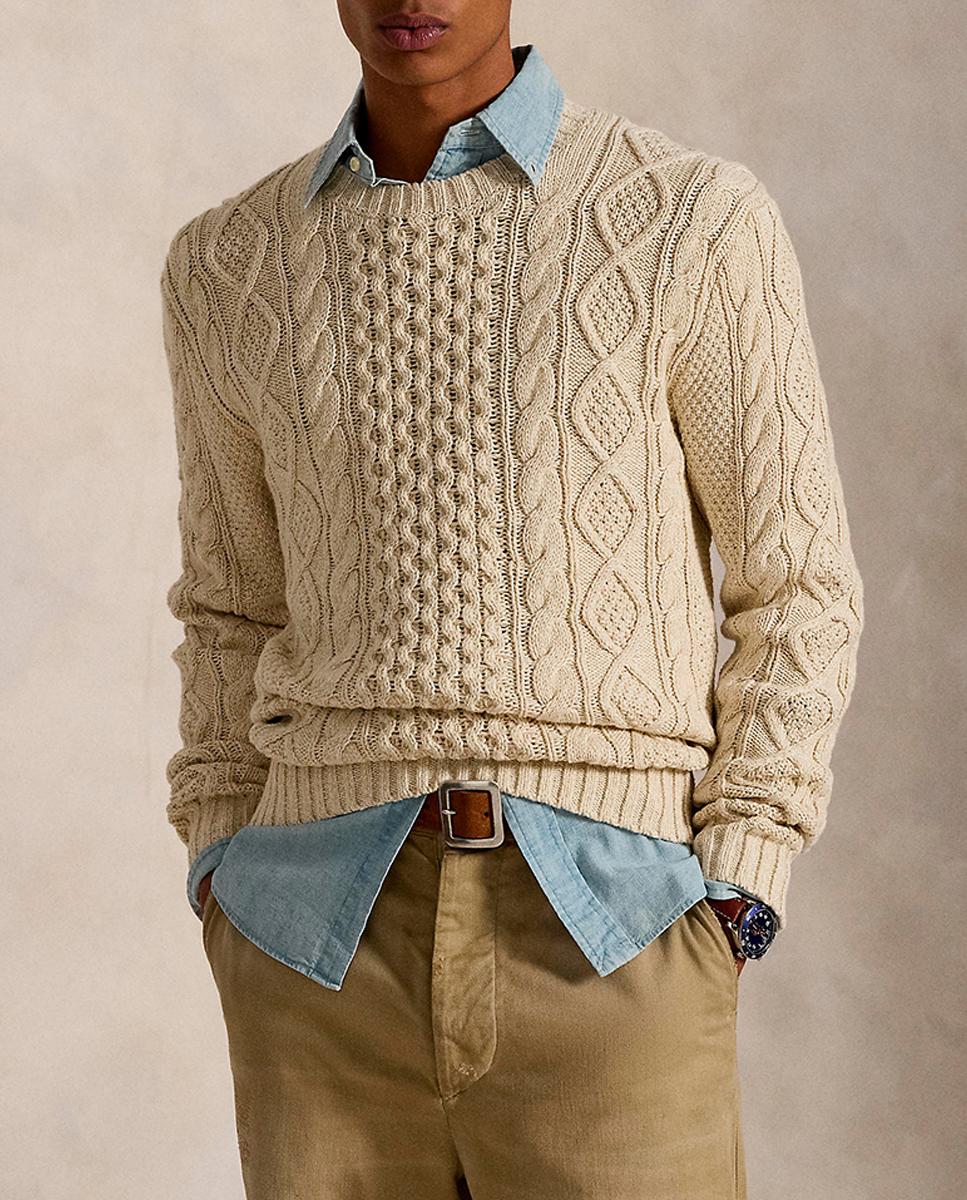 Imagen 0 de Jersey de hombre de punto Aran de algodón