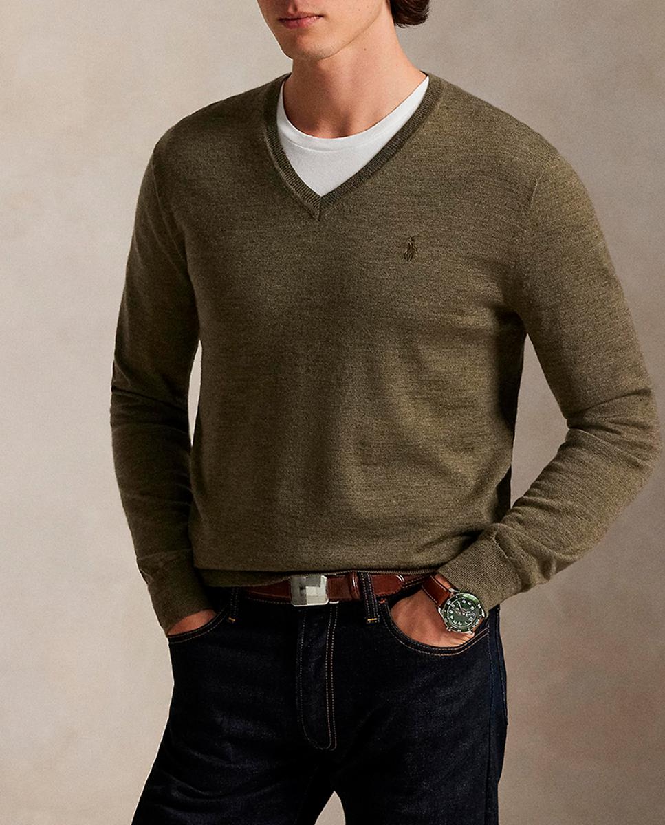 Imagen 0 de Jersey de hombre de lana merino con cuello pico