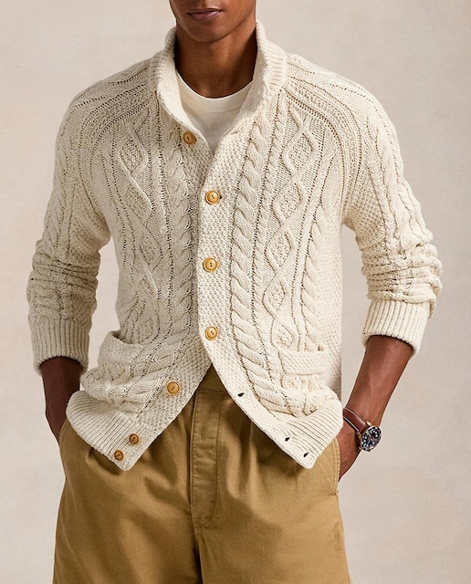 Imagen 0 de Cárdigan de hombre de algodón en punto de ochos