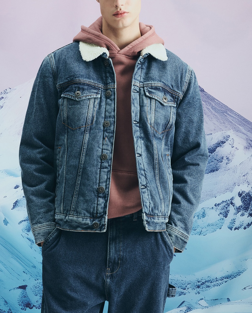 Imagen 0 de Cazadora denim borrego de hombre