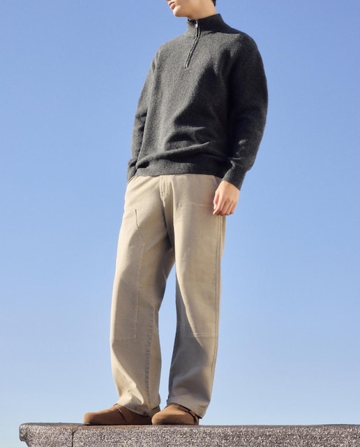 Imagen 0 de Jersey hombre media cremallera calidad con mezcla lana y acabado soft