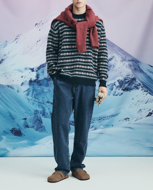 Imagen 0 de Jersey de hombre cuello caja jacquard motivo navideños