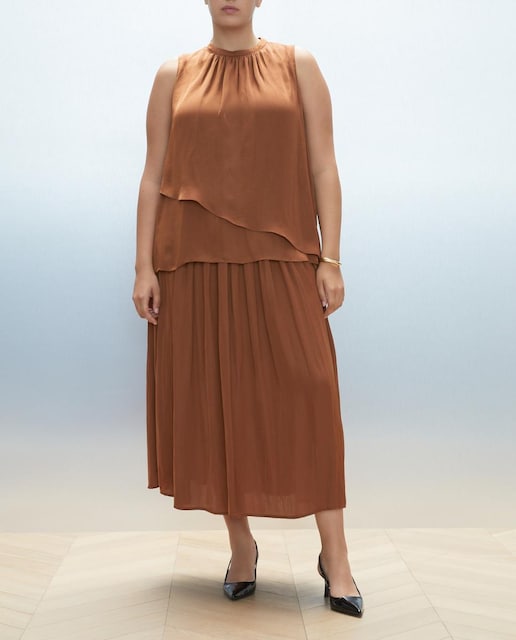 Imagen 0 de Falda fluida de mujer midi con goma en cintura