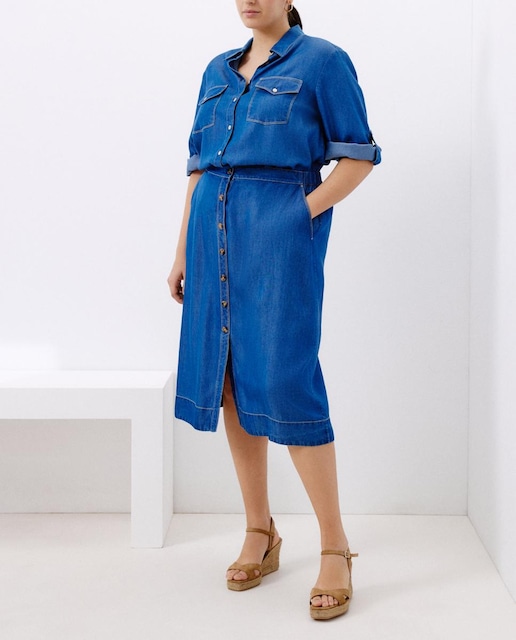 Imagen 0 de Falda midi con botones de lyocell de mujer