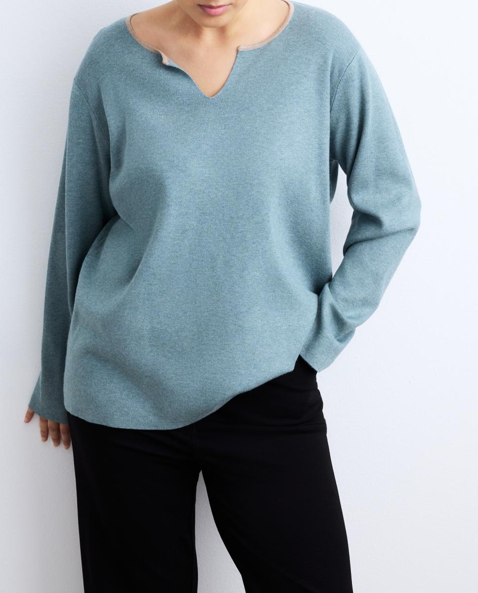 Imagen 0 de Jersey de manga larga y cuello pico de mujer