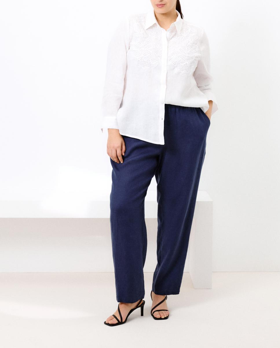 Imagen 0 de Pantalón de lino liso de mujer