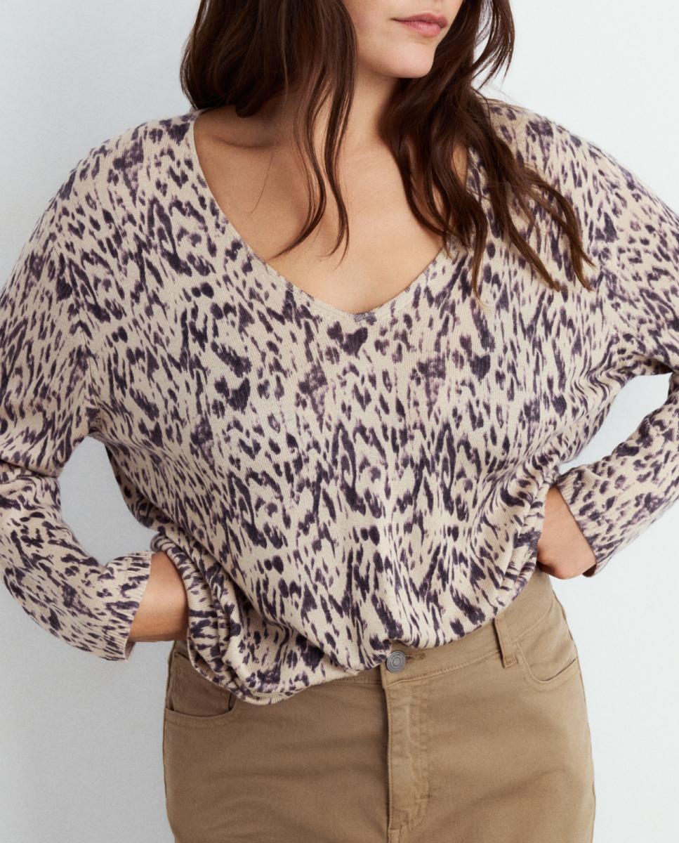 Imagen 0 de Jersey estampado con cuello pico de mujer