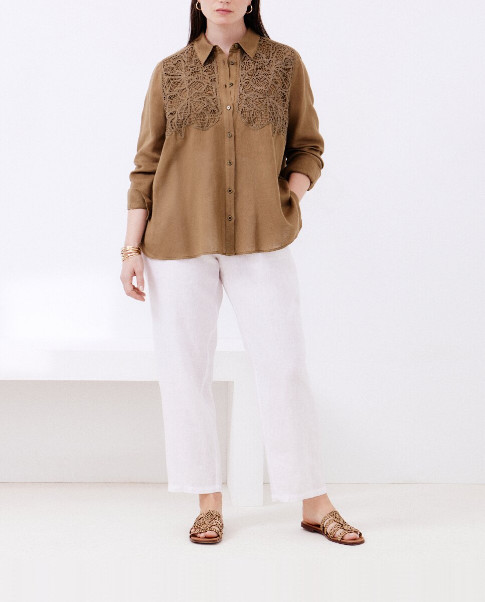 Imagen 0 de Blusa manga larga patchwork bordado