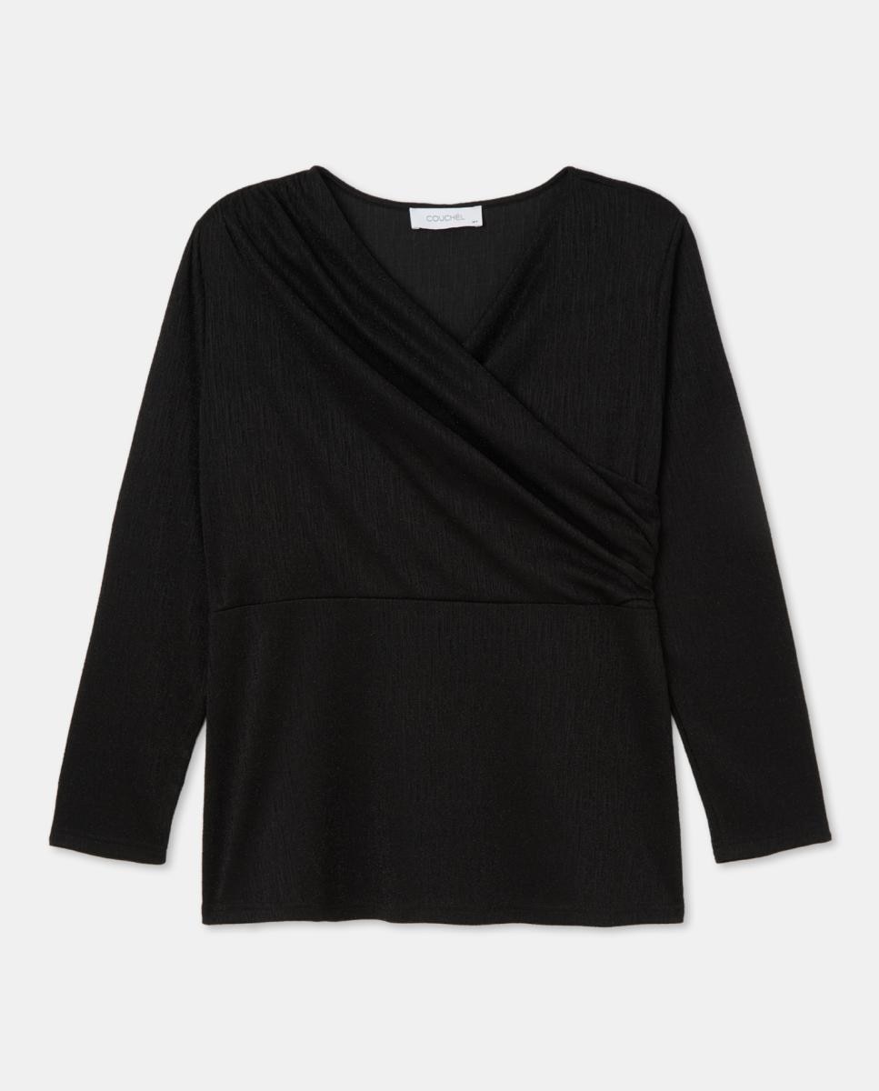 Imagen 0 de Camiseta cruzada de lurex de mujer