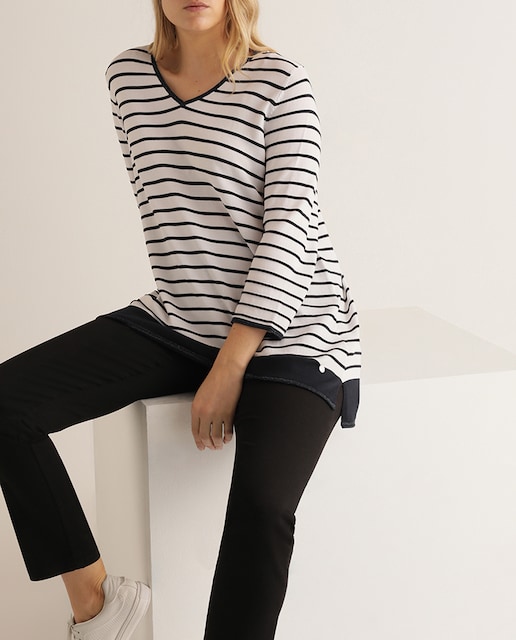 Imagen 0 de Jersey de rayas de mujer talla grande con escote en pico