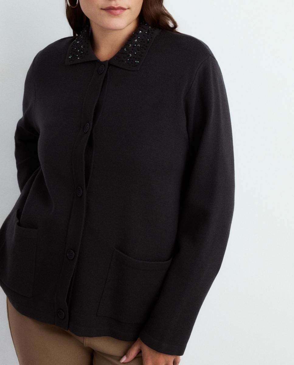 Imagen 0 de Chaqueta de punto con abalorios de mujer