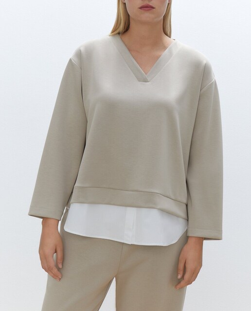 Imagen 0 de Sudadera de mujer de manga larga y cuello pico