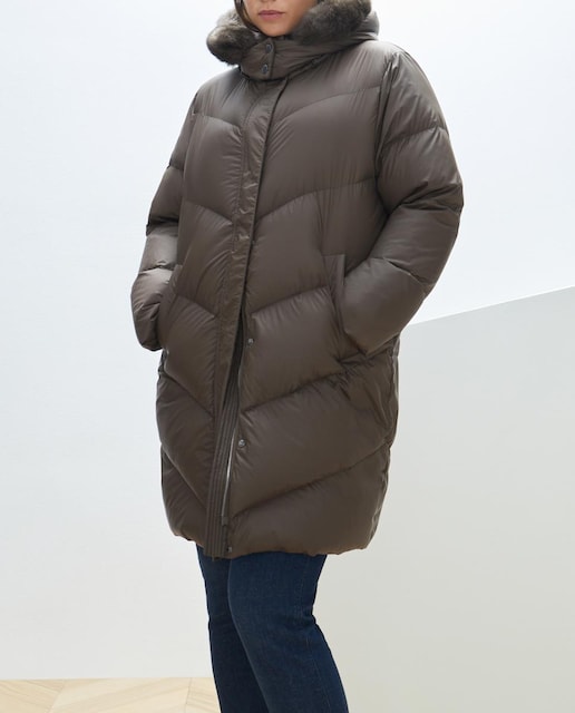 Imagen 0 de Plumífero de mujer de pluma con capucha pelo natural